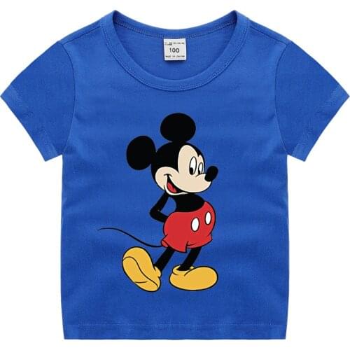 Disney Mickey Cartoon Print Casual Summer Cartoon Girlys Boys T-shirts Boys Tees Top Short Sleeve T shirts Children Clothes