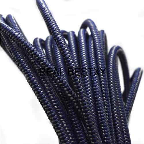 REAL BESTXY 1m/lot 6mm blue braided round leather cords with stainless steel wire leather braided cords with steel line LEATHER