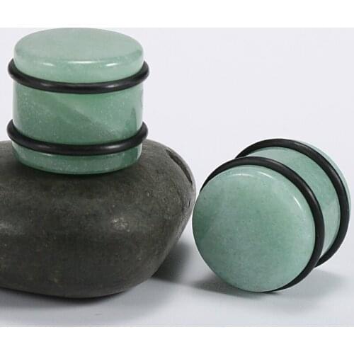 1 Pair Handmade Green Stone Ear Plugs and Tunnels Piercing Earrings Men Women Gauges Expander Plug Tunnel Body Piercings Jewelry