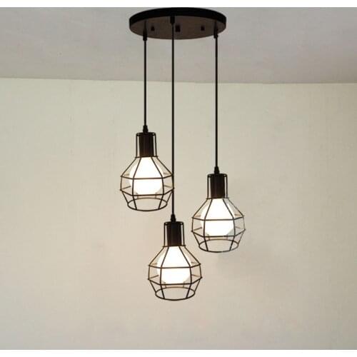 Nordic Loft Retro Lron Cage Modern Light Fixture American Lndustrial Vintage Lamp Kitchen Hanging Lamps
