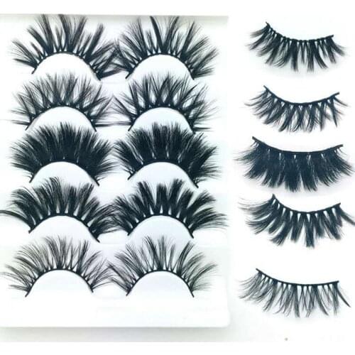 Mink Eyelashes Wholesale Fluffy Eyelashes False Eyelashes Extensions Natural High Quality 5 Pairs 3d Mink Hair Strip Lashes