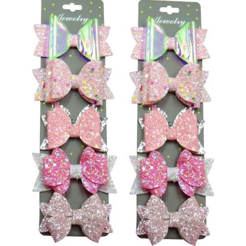 10PCS/LOT Lovely Pinks Sequin Girls Clip Bows Child Hair Tie Knot Creativity Handmade Hairpins Fashion Hair Accessories For Kids