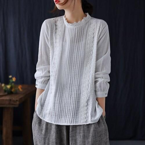 Women Korean Style T-Shirts Patchwork Embroidery Casual Clothes 2021 Spring New O-Neck Long Sleeve Female T-Shirts