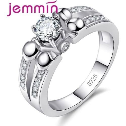 Women Best Christmas Gift High-End 925 Sterling Silver Brand Jewelry Dazzling Crystal Female Anel for Party 5 Color