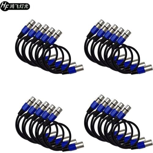 20 Pieces DMX Signal Line 3 Pin XLR Signal Cable Blue Color Stage Lights Signal Connection Cable