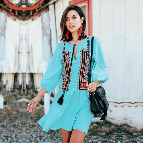 2021 Beach Swimsuit Cover Ups Women Embroidery Kaftan Beach Tunic Dress Robe De Plage Cotton Pareo Beach Cover Up #Q864