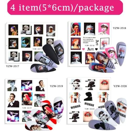 Abstract Sculpture Nail Water Sticker Creative Designs Decals Tattoos DIY Sliders For Manicuring Nail Art Watermark Accessories