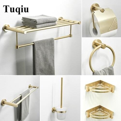 Bathroom Accessories Set Towel Rack Corner Shelf Paper Holder kitchen mixer Basin Faucet Brushed Matt Gold Bathroom Hardware set