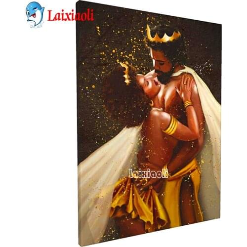 African queen and king black crown diy Diamond painting mosaic 3d picture Full Square/round 5d Lover Gift Embroidery home decor