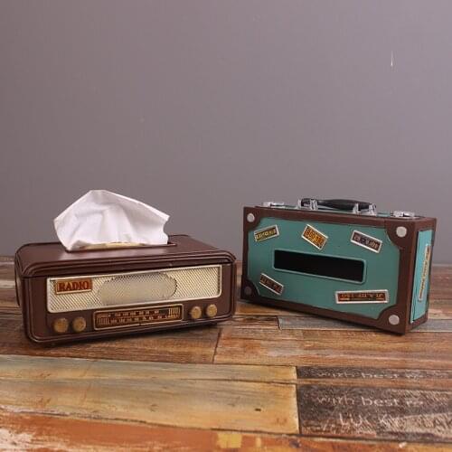 American Retro Radio Tissue Box European Home Dining Table Suitcase Pumping Box Living Room Decoration Decoration Home Decor
