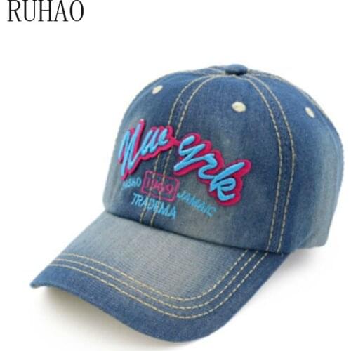 RUHAO Snapback Cap Demin Baseball Cap Letter Embroidery Hat For Men Women Boy Girl Cap Gorras Bone gorras para hombre