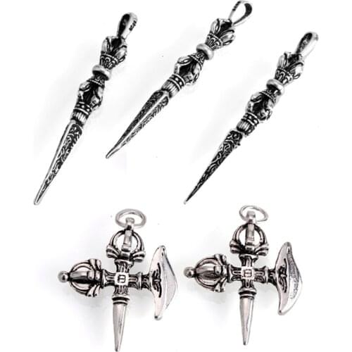 Stainless Steel Buddhist Vajry Pestle spiritual Pendant Prayer Amulet Pendant for Necklace Fashion Charms DIY Jewelry Making