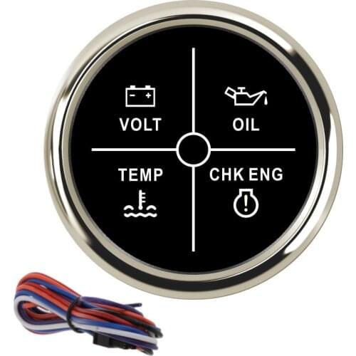 52mm Digital Car Voltmeter Alarm Gauge Meter Oil Pressure Water Temperature Engine Alarm 4LED With Red Backlight 12V/24V