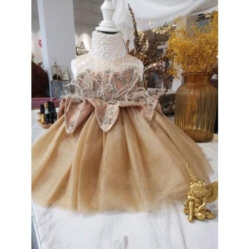 Baby Girl Princess Dress Infant 1 Year First Birthday Party Dresses Kids Wedding Gowns Vestidos Toddler Girls Lace Tutu Frocks