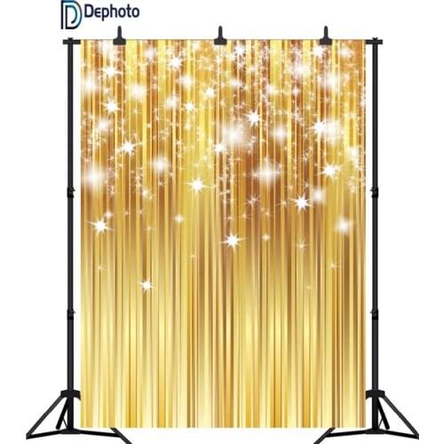 DePhoto Photography Backdrops Golden Glitter Stars Bokeh Portrait Photo Background for Party Decor Photo Booth Photographic