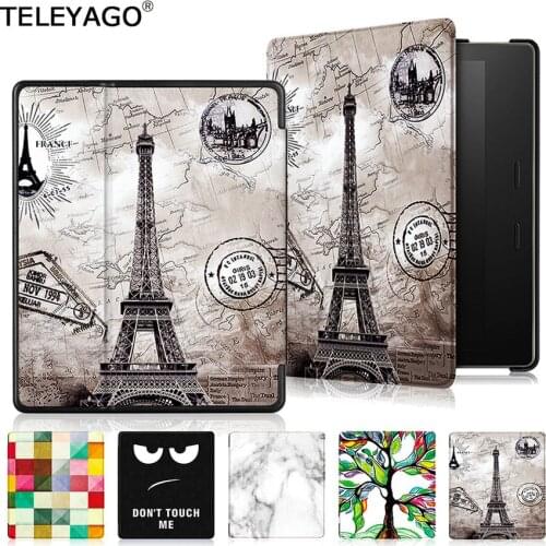 For Amazon Kindle Oasis 2(7",9th Gen,2017)Leather Case Fashion Painted Pattern Smart Cover Slim Flip Protection Case Cover Shell