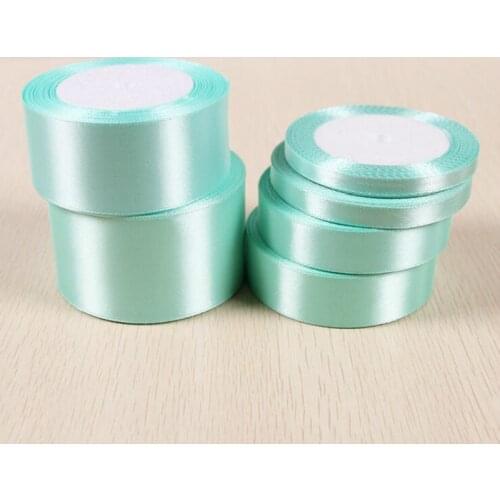 Pretty 6/10/15/20/25/40/50mm 25Yards Aqua Green Silk Satin Ribbon Wedding Decorative Gift Wrap Accessories DIY Handmade Material