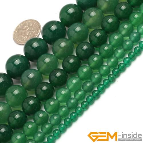 Natural Stone Green Agates Round Loose Beads For Jewelry Making Strand 15 inch DIY Jewelry Bead For Bracelet Necklace Design