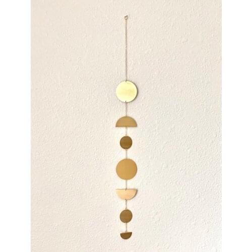 Brass Wall Hanging Geometric Wall Jewelry Mobile Moon Phase Wall Hanging Bohemian Deco