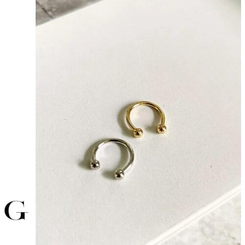 GHIDBK Small Shaped C Gold Ball Earrings Clips Minimalist Geometrical Half Circle Ring Earring Statement Ear Cuffs Demo Earring