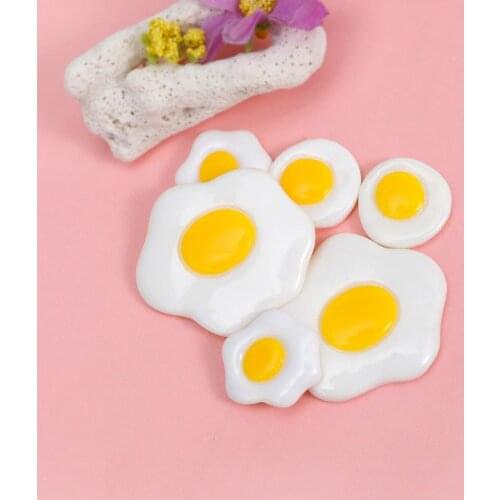 20~50PCS Resin Miniature Flatback Resin Cabochons Kawaii Simulation Food Poached Eggs Doll house Miniature Decoration Crafts