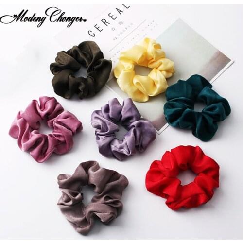 30 Colors Soft Satin Fabric Scrunchies Women Girls Elastic Hair Rubber Band Hair Tie Ponytail Holder Hair Rope Hair Accessories