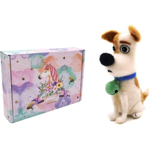 Needle Felting Kit Dog for Beginners (7.5cm), Felting Needles, Finger Guards, Felting Mat, DIY Felting Craft Set with Gift Box
