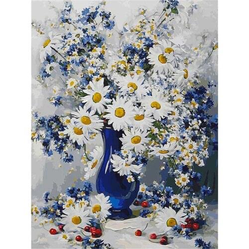 White chrysanthemum DIY Cross Stitch 11CT Embroidery Kits Craft Needlework Set Cotton Thread Printed Canvas Home Dropshipping