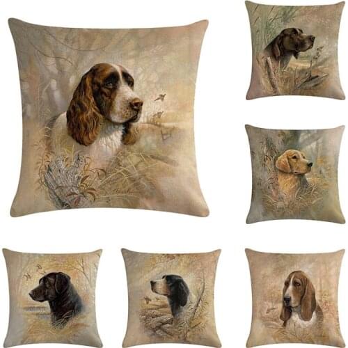Retro Style Cute Dog Pillow Cover Cushion Cover Home Decorative Sofa Throw Pillow case Cotton Linen 45x45cm Square Pillowcase