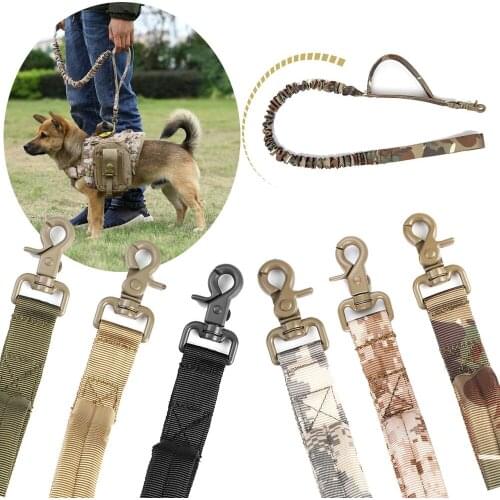 Nylon Dog Leash Bungee Elastic Pet Dog Leashes Tactical Dog Training Leash Safety Two Handle Rope For Small And Large Dogs