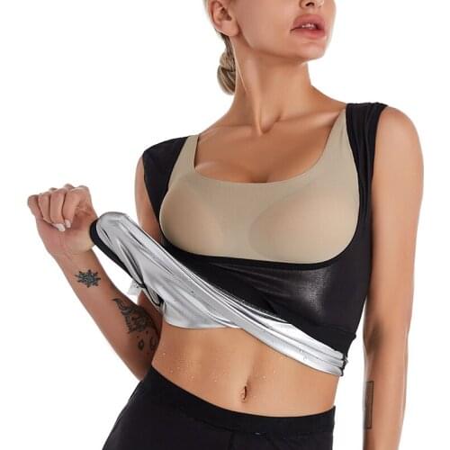 New Women Waist Trainer Corset Weight Loss Slimming Shirt Silver Coating Sauna Sweat Vest Workout Body Shaper Tank Top Shapewear