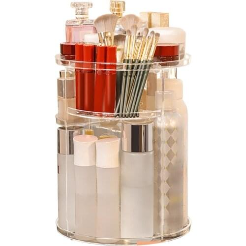 Storage Box Shelf 6 Layers Adjustable 360 Degree Removable Diamond Pattern Holiday Gift Makeup Cosmetic Rack Holder