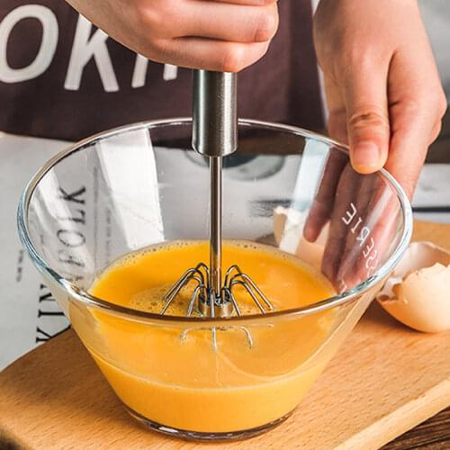 Semi Automatic Mixer Egg Beater Manual Self Turning Egg Whisk Stainless Steel Whisk Hand Blender Egg Cream Stirring Baking Tools