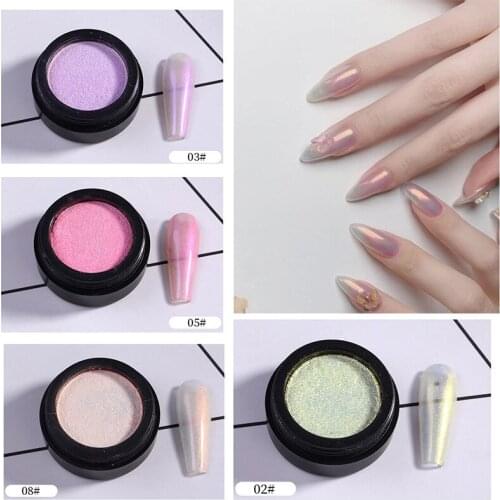 Aurora Nail Glitter Powders Pearl Shimmer Pigment Solid Mirror Rub Dust Brush Dipping Chrome Powder For Nail Art Decorations