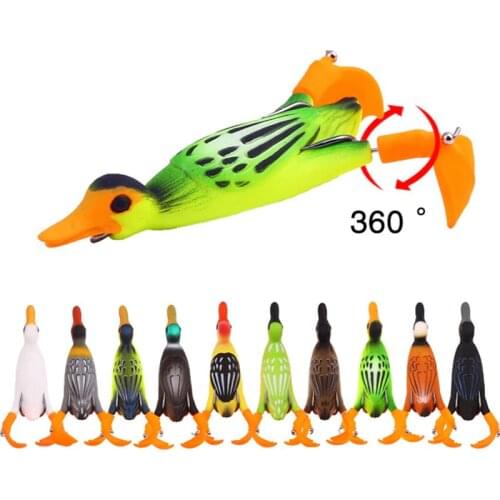 1 PCS Propeller flipper duck Fishing Lure Ducking Fishing Frog Lure 9.5cm 11.2gArtificial Bait Duckling 3D Eyes Day Baits Bass