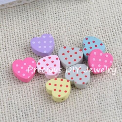 Mixed Lovely heart Wooden Spacer Beads For Jewelry making DIY 16x18mm 50pcs YJ15501-7