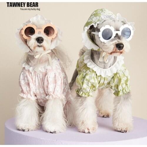 Dog Summer Clothes Pet Ropa Perro Cat Shirt Para Roupa Blouses Puppy Blouse Hawaiian Vacation Outfits Beach Lace Floral Shirts