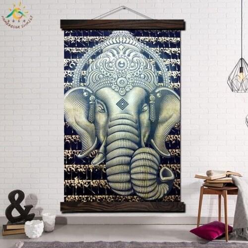 White Elephant Animal Modern Wall Art Print Pop Art Picture And Poster Solid Wood Hanging Scroll Canvas Painting Home Decor