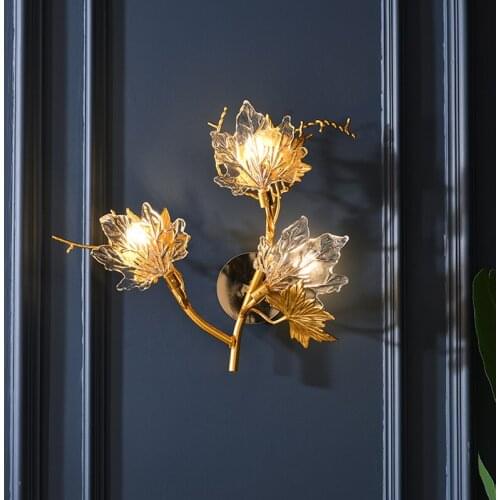 Modern Living Room Wall Lamp Bedroom Wall Decoration Light Fixture Creative Maple Leaf Wall Light Aisle Bedside Sconce