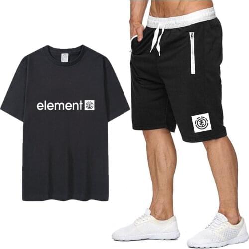 Skateboarding Sport Brand Mens Summer Casual Shorts Male Fitness Jogging Shorts T Shirts Sets Mens Cotten Tees Beach Shorts
