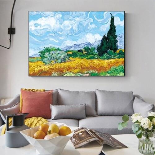 Van Gogh Wheat Field with Cypresses Art Canvas Print Painting Famous Abstract Wall Picture Living Room Home Decoration Poster