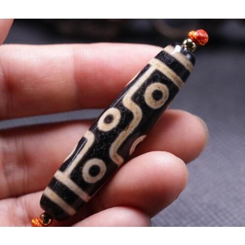 Magic Power Tibetan Old Oily Agate Black Color 9 Eye King dZi Bead Pendant 57MMs From LKbrother Sauces Toq Quality