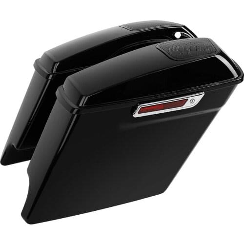 Motorcycle 5" Stretched Saddlebags 6" x 9" Speaker Cutout For Harley Touring Road King Road Glide Street Glide 2014-2021