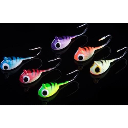WALK FISH 6PCS/Lot Mini Whale Shaped Ice Fishing Lure Metal Lead Head Hook Bait 2cm 1.6g Fishing Jigging Lure Fishing