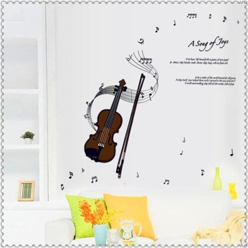 Vivid Cartoon violin wall sticker living room bedroom wall decoration art mural wall stickers for kids rooms