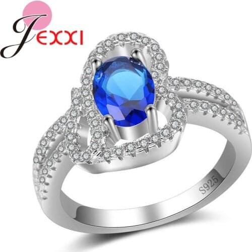 Wholesale Cheapest Price 925 Sterling Silver Finger Rings Four Colors Cubic Zirconia Crystal Jewelry For Women Ladies