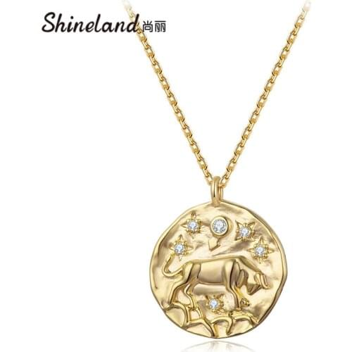 Shineland Women Necklaces Fashion Bull Pendant CZ Girl Exaggerated Party Copper Metal Collier Femme Collares Punk Jewelry Gift