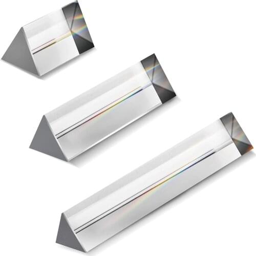 3 Pack Crystal Optical Glass, Triangular Prism for Photography, Science, Teaching Light Spectrum(Set of 3, 50/100/50 mm)