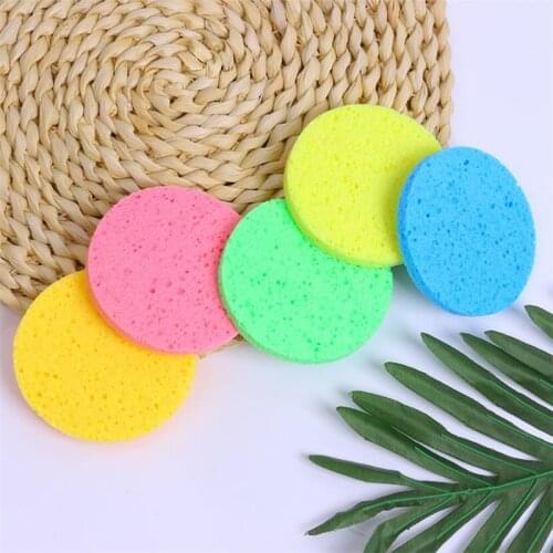5pcs Natural Wood Sponge Compress Cosmetic Puff Facial Washing Sponge Face Care Cleansing Makeup Remover Tools