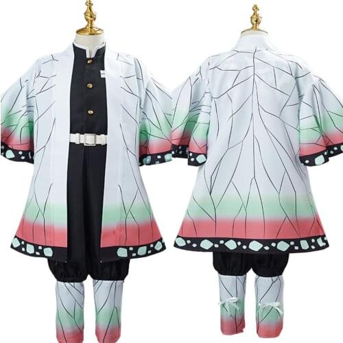 Anime Demon Slayer Kochou Shinobu Cosplay Costume Kids Children Uniform Outfit Halloween Carnival Suits